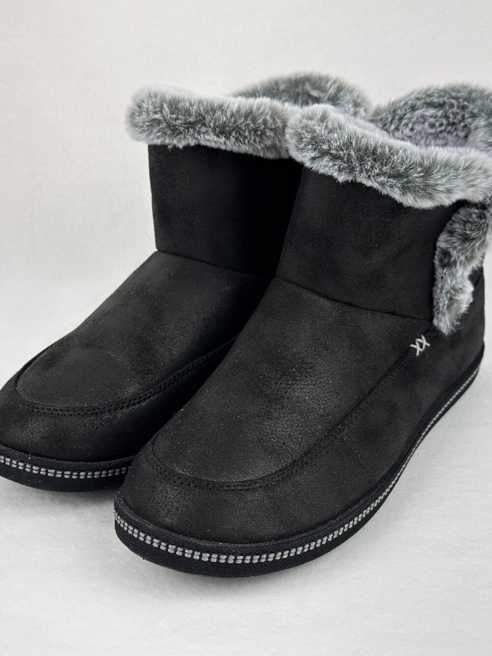 Skechers Cozy Campfire Fresh Breeze Slipper Ankle Boots 7.5 Black Faux Fur Lined